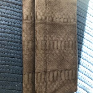 Grey fold over clutch